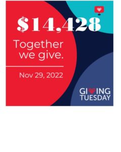 Giving Tuesday 2023 resulted in $14,428 in donations received!